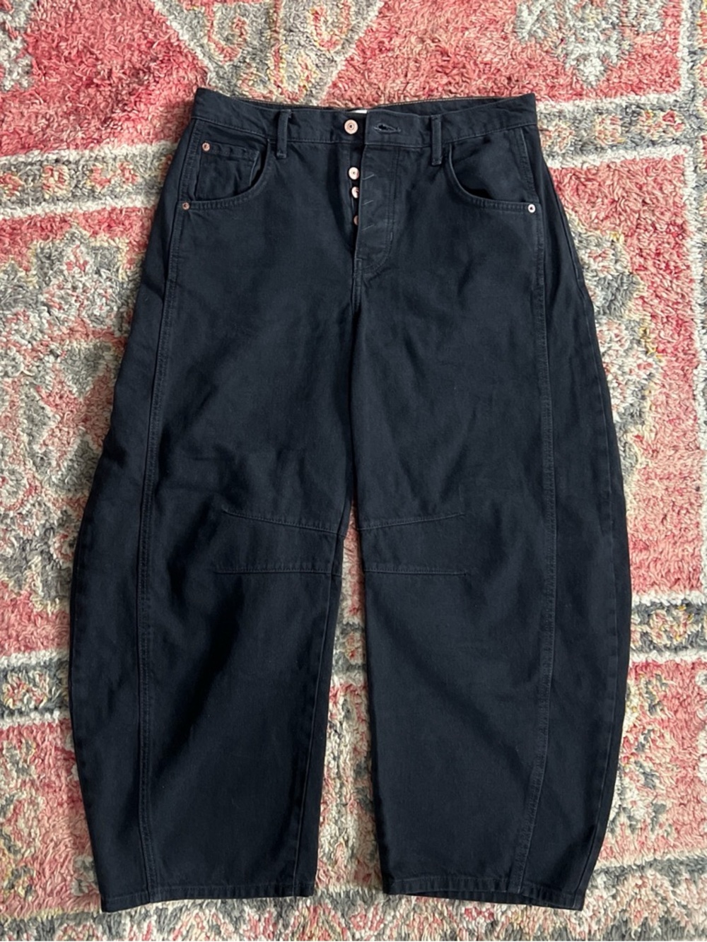 We The Free Black Wide Leg Barrel Jeans from Free People